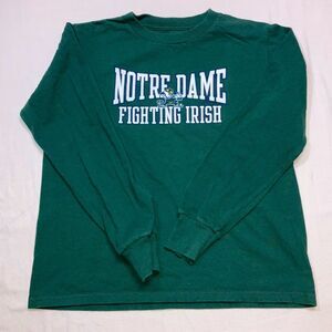 Notre Dame Fighting Irish Shirt Youth Medium 8 Long Sleeve Green Leprechaun Fall